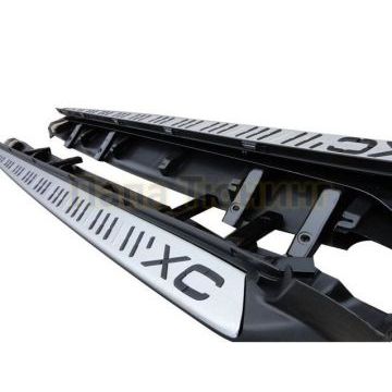 Пороги алюминиевые с накладкой OEM Tuning для Volvo XC60 2014-2017