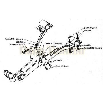 Фаркоп Bozal тип шара A 1400/75 для GAZ Next, только для базы 2,4 м Track 2013-/GAZ Газель3302, только для базы 2,4 м Track 1997-/GAZ Газель33023, только для базы 2,4 м Track 2 cab 1997-