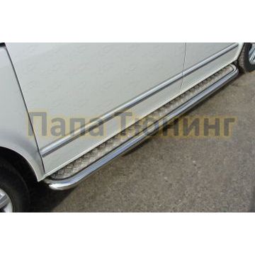 Пороги с площадкой алюминиевый лист 60 мм ТСС для Volkswagen Multivan T6 2015- Пороги с площадкой алюминиевый лист 60 мм ТСС для Volkswagen Multivan T6 2015-