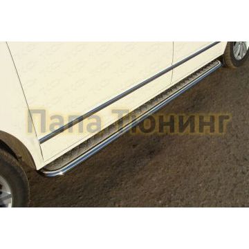 Пороги с площадкой алюминиевый лист 42 мм ТСС для Volkswagen Multivan T6 2015- Пороги с площадкой алюминиевый лист 42 мм ТСС для Volkswagen Multivan T6 2015-