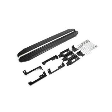 Пороги алюминиевые Rival Black-Premium для Lada Largus/Largus Cross 2012-