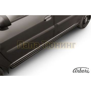 Защита штатных порогов чёрная сталь труба 42 мм Slitkoff для Lada Largus 2012-