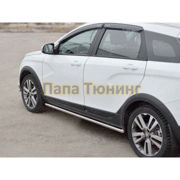Пороги труба d42 вариант 1 РусСталь для Lada Vesta Cross 2017-