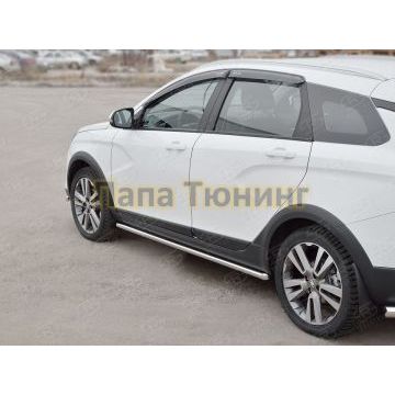 Пороги труба d42 вариант 1 РусСталь для Lada Vesta Cross 2017-