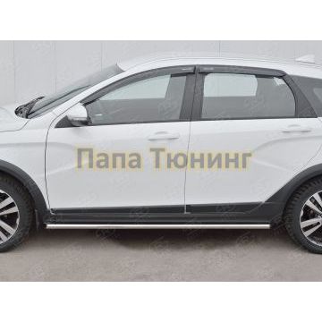 Пороги труба d42 вариант 1 РусСталь для Lada Vesta Cross 2017-