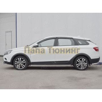 Пороги труба d42 вариант 1 РусСталь для Lada Vesta Cross 2017-