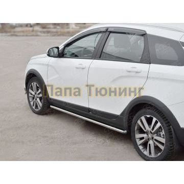 Пороги труба d42 вариант 3 РусСталь для Lada Vesta Cross 2017-