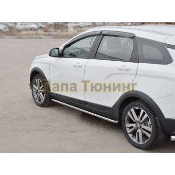 Пороги труба d42 вариант 3 РусСталь для Lada Vesta Cross 2017-