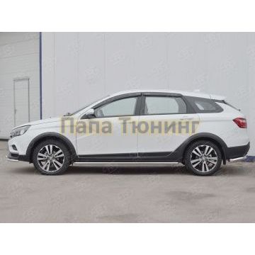 Пороги труба d42 вариант 3 РусСталь для Lada Vesta Cross 2017-