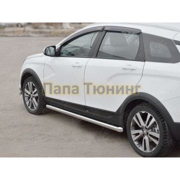 Пороги труба d57 вариант 1 РусСталь для Lada Vesta Cross 2017-