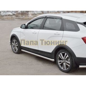 Пороги труба d57 вариант 1 РусСталь для Lada Vesta Cross 2017-