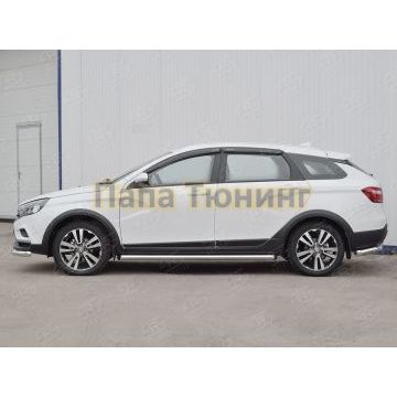 Пороги труба d57 вариант 1 РусСталь для Lada Vesta Cross 2017-