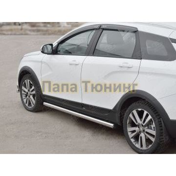 Пороги труба d57 вариант 2 РусСталь для Lada Vesta Cross 2017-