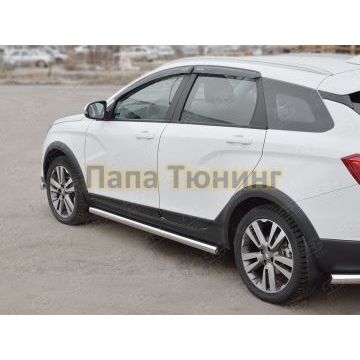 Пороги труба d57 вариант 2 РусСталь для Lada Vesta Cross 2017-