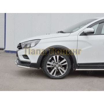 Защита передняя двойная дуга 42-d42 РусСталь для Lada Vesta Cross 2017-