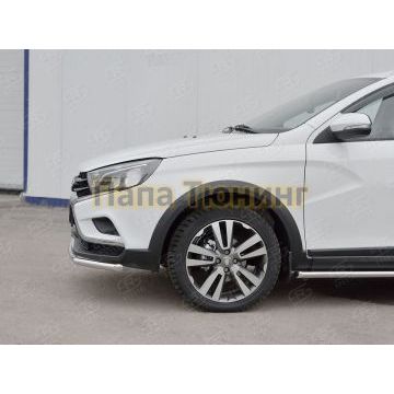 Защита переднего бампера секции d42 РусСталь для Lada Vesta Cross 2017-