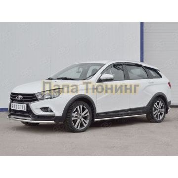 Защита переднего бампера секции d42 РусСталь для Lada Vesta Cross 2017-