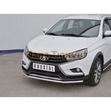 Защита переднего бампера секции d42 РусСталь для Lada Vesta Cross 2017-