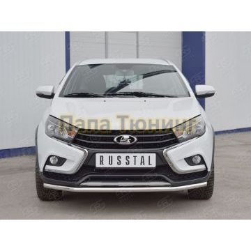 Защита переднего бампера секции d42 РусСталь для Lada Vesta Cross 2017-