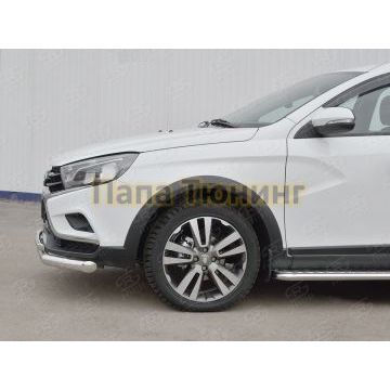 Защита передняя двойная дуга d57-d42 РусСталь для Lada Vesta Cross 2017-