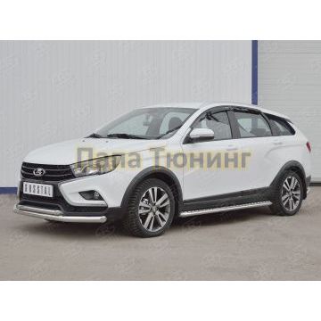 Защита передняя двойная дуга d57-d42 РусСталь для Lada Vesta Cross 2017-
