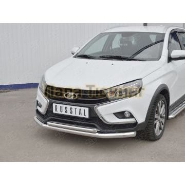 Защита передняя двойная дуга d57-d42 РусСталь для Lada Vesta Cross 2017-