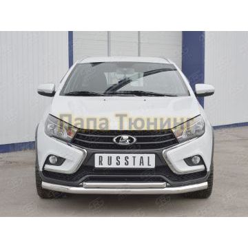 Защита передняя двойная дуга d57-d42 РусСталь для Lada Vesta Cross 2017-