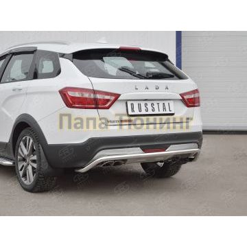 Защита заднего бампера волна d42 РусСталь для Lada Vesta Cross 2017-