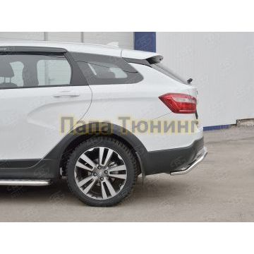 Защита заднего бампера волна d42 РусСталь для Lada Vesta Cross 2017-