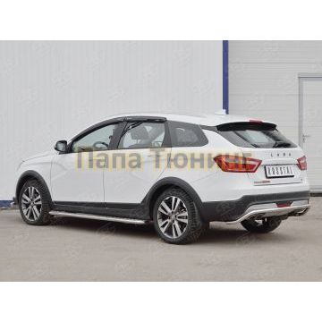 Защита заднего бампера волна d42 РусСталь для Lada Vesta Cross 2017-