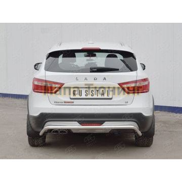 Защита заднего бампера волна d42 РусСталь для Lada Vesta Cross 2017-