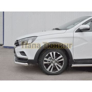 Защита переднего бампера секции d57 РусСталь для Lada Vesta Cross 2017-