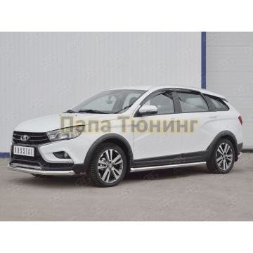 Защита переднего бампера секции d57 РусСталь для Lada Vesta Cross 2017-