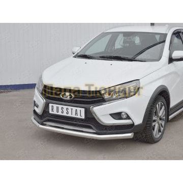 Защита переднего бампера секции d57 РусСталь для Lada Vesta Cross 2017-