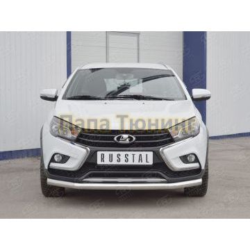 Защита переднего бампера секции d57 РусСталь для Lada Vesta Cross 2017-