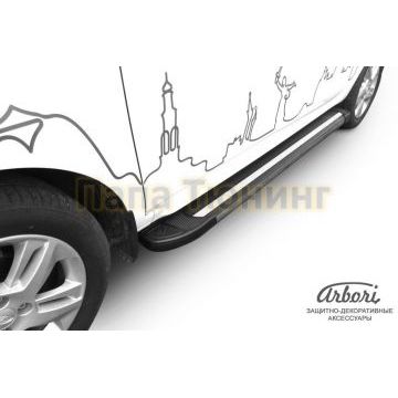 Пороги алюминиевые Arbori Luxe Black чёрные для Lada X-RAY 2016-