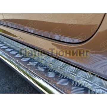 Пороги с площадкой алюминиевый лист d42 вариант 2 РусСталь для Lada X-RAY 2016-