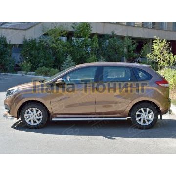 Пороги труба d57 вариант 3 РусСталь для Lada X-RAY 2016-