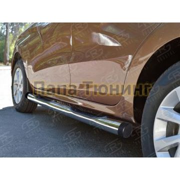 Пороги труба с накладками d76 вариант 2 РусСталь для Lada X-RAY 2016-