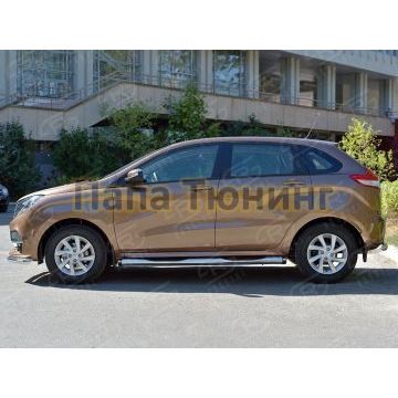 Пороги труба с накладками d76 вариант 2 РусСталь для Lada X-RAY 2016-