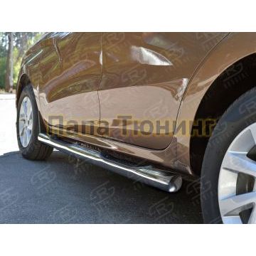 Пороги труба с накладками d76 вариант 3 РусСталь для Lada X-RAY 2016-