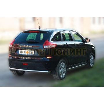 Пороги с площадкой алюминиевый лист 50 мм ALFeco для Lada X-RAY 2016-