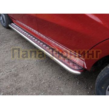 Пороги с площадкой алюминиевый лист 42 мм ТСС для Lada X-Ray 2016- Пороги с площадкой алюминиевый лист 42 мм ТСС для Lada X-Ray 2016-