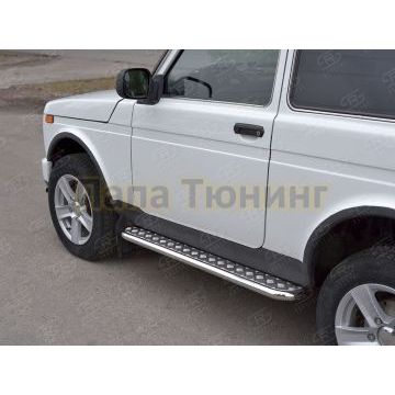 Пороги с площадкой алюминиевый лист d42 вариант 2 РусСталь для ВАЗ 4x4 Urban 2015-