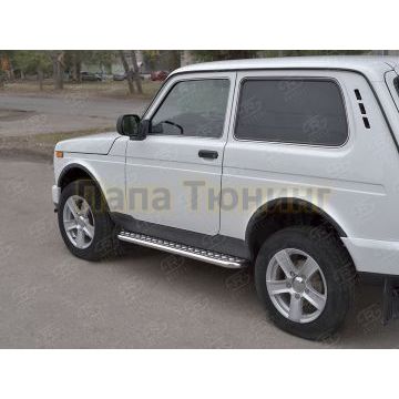 Пороги с площадкой алюминиевый лист d42 вариант 2 РусСталь для ВАЗ 4x4 Urban 2015-