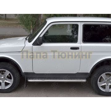 Пороги с площадкой алюминиевый лист d42 вариант 2 РусСталь для ВАЗ 4x4 Urban 2015-