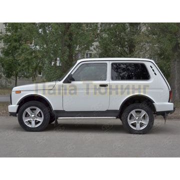 Пороги с площадкой алюминиевый лист d42 вариант 2 РусСталь для ВАЗ 4x4 Urban 2015-