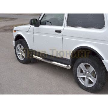 Пороги труба с накладками d76 вариант 1 РусСталь для ВАЗ 4x4 Urban 2015-