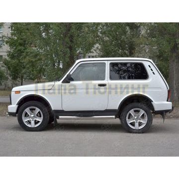 Пороги труба с накладками d76 вариант 1 РусСталь для ВАЗ 4x4 Urban 2015-