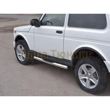 Пороги труба с накладками d76 вариант 2 РусСталь для ВАЗ 4x4 Urban 2015-